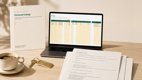 Complete HostKitCo vacation rental host toolkit with welcome book, booking tracker and guest message templates